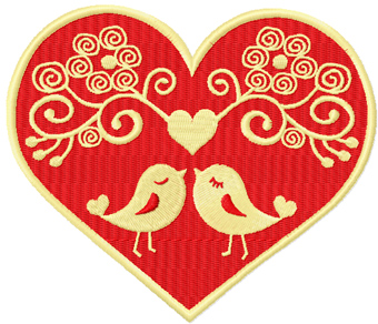 Two love birds machine embroidery design