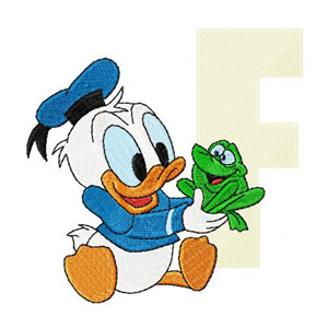 Duck F with frog machine embroidery design