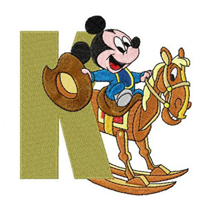 Mickey Mouse letter K machine embroidery design
