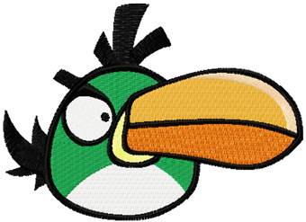 Angry birds green logo machine embroidery design