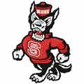 Walking angry wolf with NC State sweater machine embroidery design