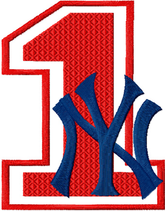NY Yankees number one with logo machine embroidery design