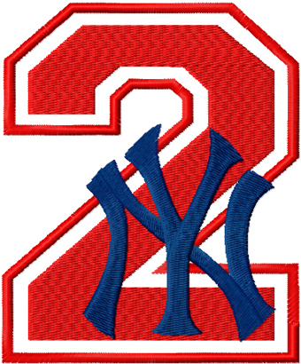 NY Yankees number two with logo machine embroidery design