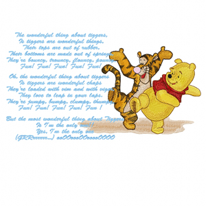 Winnie Pooh and Tiger sing a song machine embroidery design