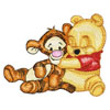 Baby pooh and baby tiger machine embroidery design