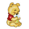 Baby Pooh with flower machine embroidery design