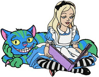 Alice reading book 2 machine embroidery design
