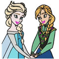 Anna and Elsa together machine embroidery design