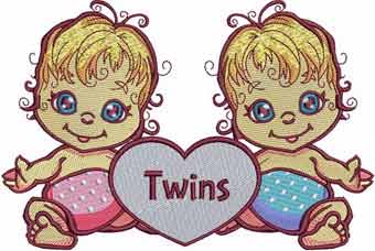 Twins embroidery design