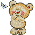 Wonder teddy and butterfly machine embroidery design