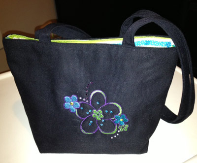 bag with free flower machine embroidery design