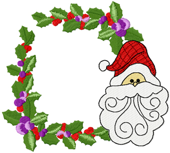 Christmas border with Santa face machine embroidery design