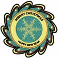 Merry Christmas badge machine embroidery design