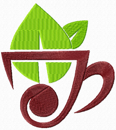 free cup of green tea machine embroidery