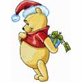 Winnie Pooh with Christmas gift machine embroidery design