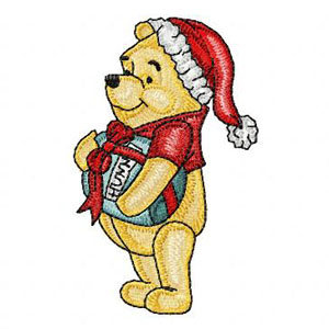 Winnie Pooh get ready for Christmas machine embroidery design