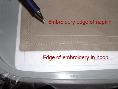Combining the edges of embroidering and the hoop edge