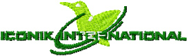 Iconik international logo custom embroidery