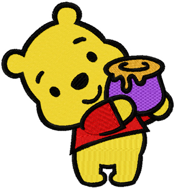 Winnie Pooh with honey pot machine embroidery design