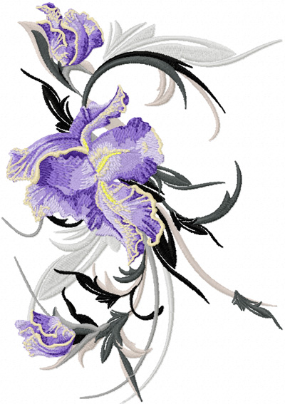 embroidery design big iris flower
