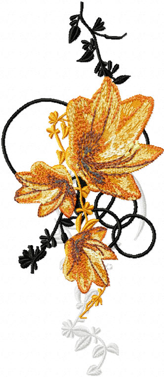 Oriental Flower machine embroidery design from Denisov Embroidery Studio