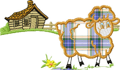 free applique landscape with lamb embroidery