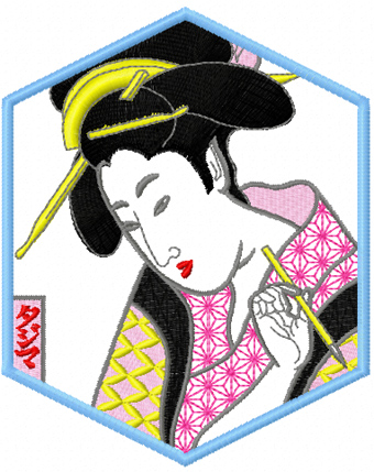 Geisha free machine embroidery design