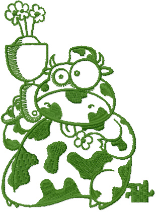 Manimals Cow millitary style free machine embroidery design