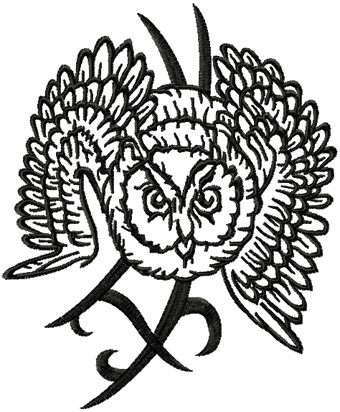 Tribal Owl Free machine embroidery design