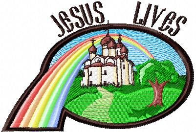 easter landscape free machine embroidery design
