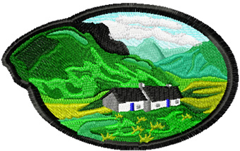 Georgian landscape free machine embroidery design