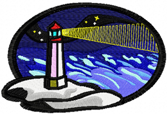 Lighthouse free machine embroidery design