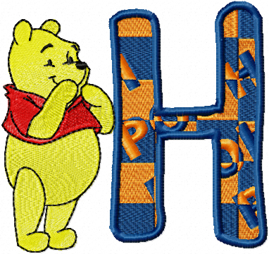 Winnie Pooh alphabet free machine embroidery design