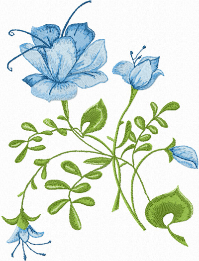 Blue Rose free machine embroidery design 