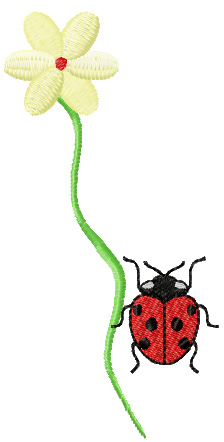 Flower and ladybug free machine embroidery design