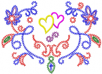 Two flowers modern variant free machine embroidery design