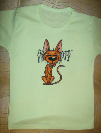 embroidered t-shirt with funny dog design