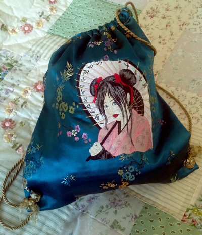 geisha with umbrella embroidery design
