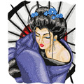 Geisha with umbrella embroidery design