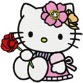 Hello Kitty with rose machine embroidery design