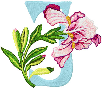 Iris letter J free machine embroidery design