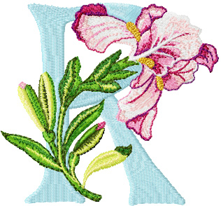 Iris letter R free machine embroidery design