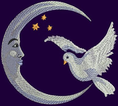 Free Crescent and dove machine embroidery design