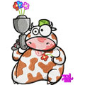 Free embroidery design Cow with Flower*s Gun