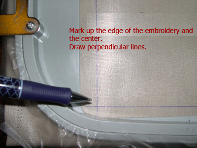 Marking the embroidery edge and its middle