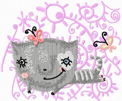 free machine embroidery design flying cat
