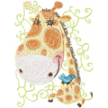 Giraffe with small bird machine embroidery design