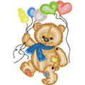 Bear with balloons machine embroidery design