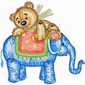 bear and elephant machine embroidery design