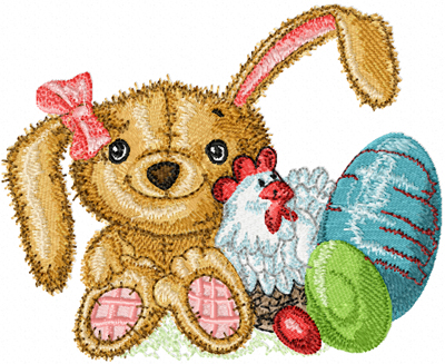 Old Toys Easter Bunny machine embroidery design